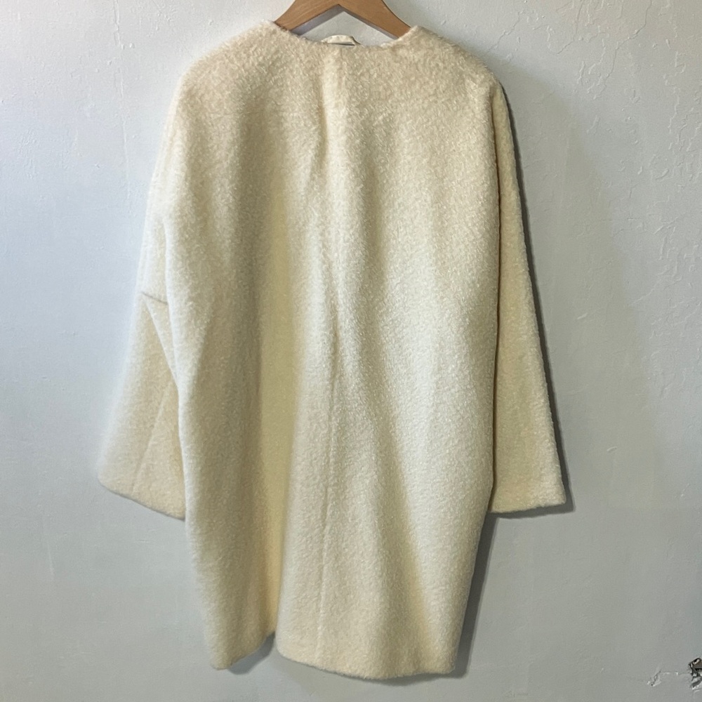 Lux Eileen Fisher Ivory Alpaca Wool Cocoon Coat - Picture 4 of 12